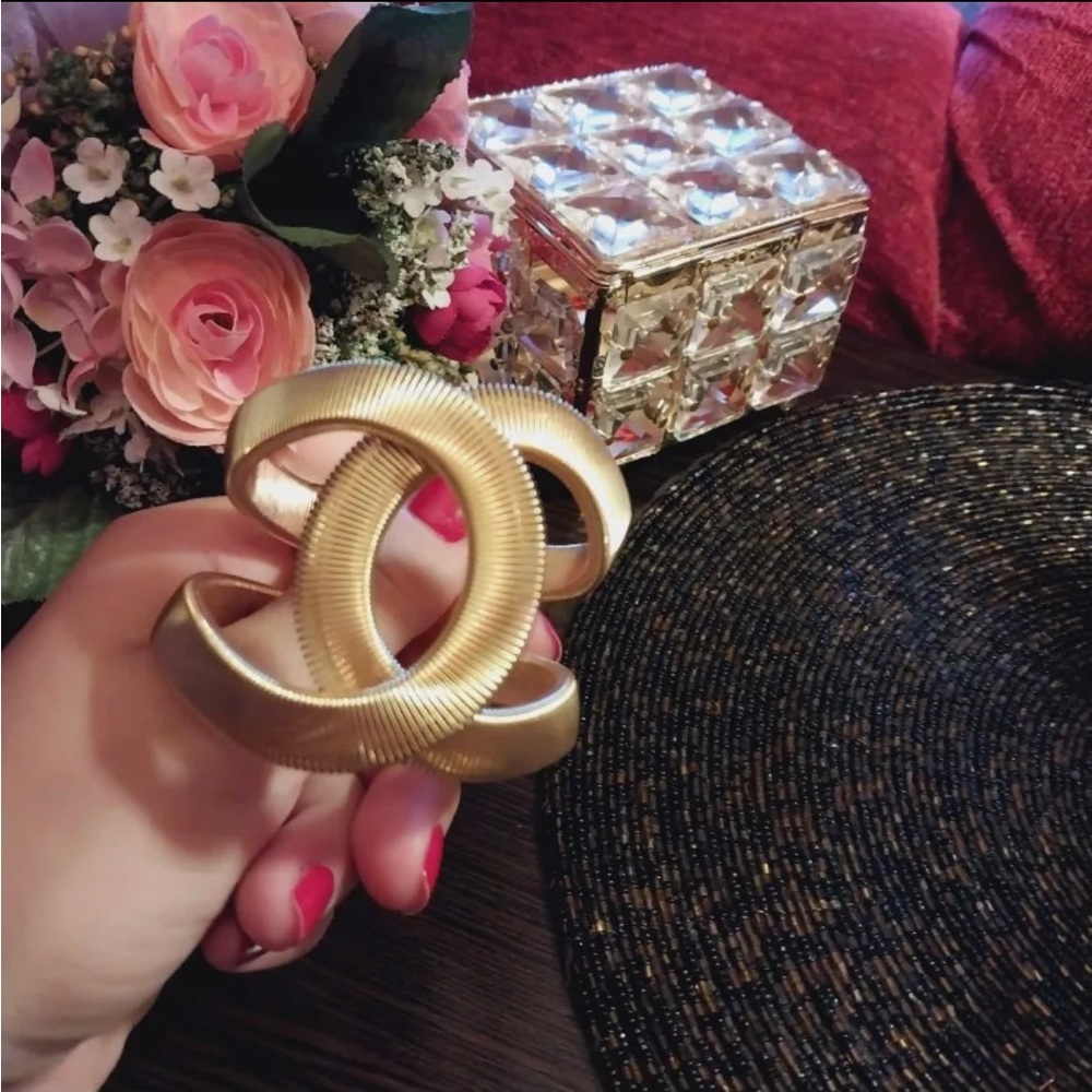 Gold Wide  Cuff Bangle Bracelet RESTOCKED - Picture 4 of 8